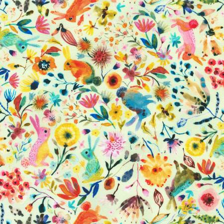 (2.5 yd) Robert Kaufman Flora & Fun ANAD-22009-32 Mint