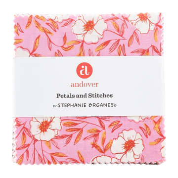 Charm Pack 5x5 Squares - Andover Petals & Stitches - 40 5" Squares