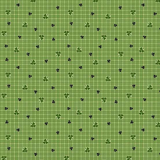 (3.5 yd) Andover Lucky Charms 416-G Green Clover Shirting
