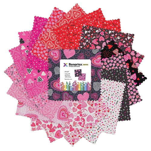 Charm Pack 5x5 Squares - Benartex Whole Lotta Love - 40 5" Squares