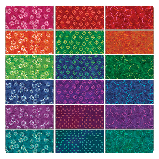 Charm Pack 5x5 Squares - Benartex Bali Batik Effects - 40 5" Squares