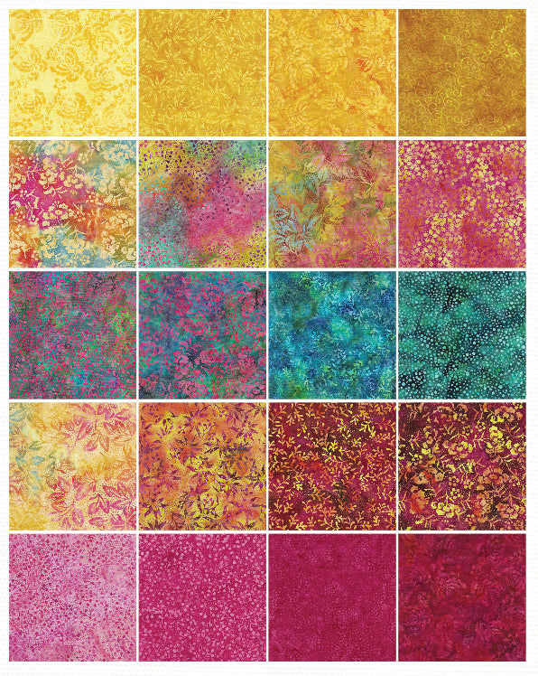 Island Batik - Blushing Garden - 20 Fabrics, 40 Total Strips