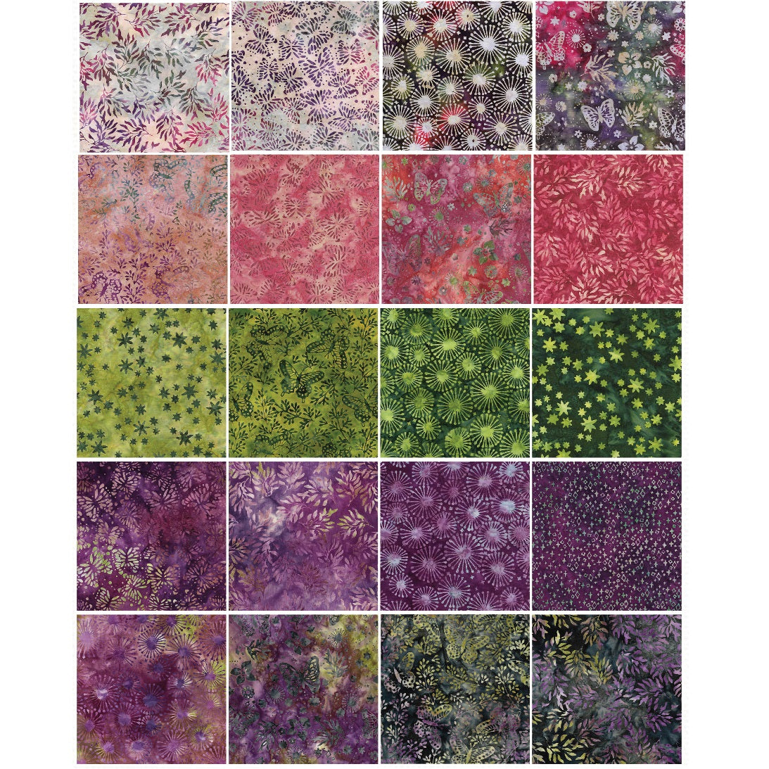 Island Batik - Butterfly Haven - 20 Fabrics, 40 Total Strips