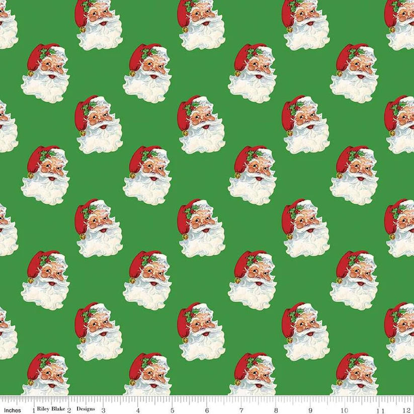 (5 yd) Riley Blake Hester & Cooke Santas C13943 Green