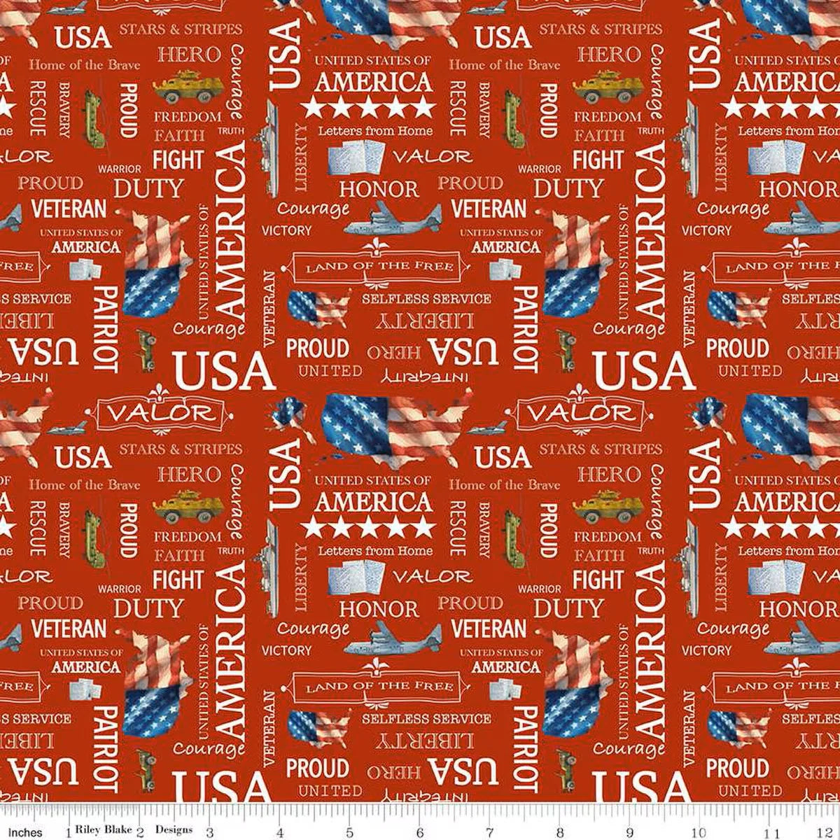 (2 yd) Riley Blake Letters From Home Words C15611 Red