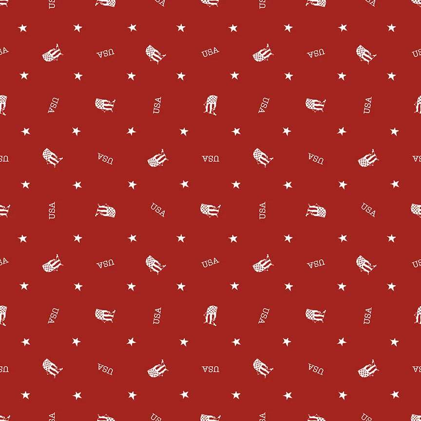 (2 yd) Riley Blake Letters From Home US Toss C15614 Red