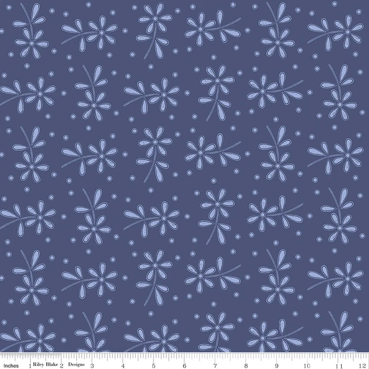 (1.5 yd) Riley Blake Sewing Seeds III C15689 Blue
