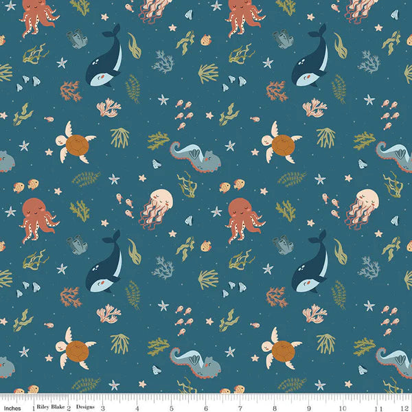(1.5 yd) Riley Blake Created With Love C15971 Ocean In The Sea