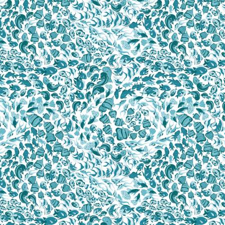 (1.5 yd) Riley Blake Reef Reef Fish C17273 Deep Water