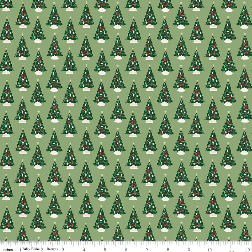 (4.5 yd) Riley Blake Christmas Traditions 9591-Green Trees