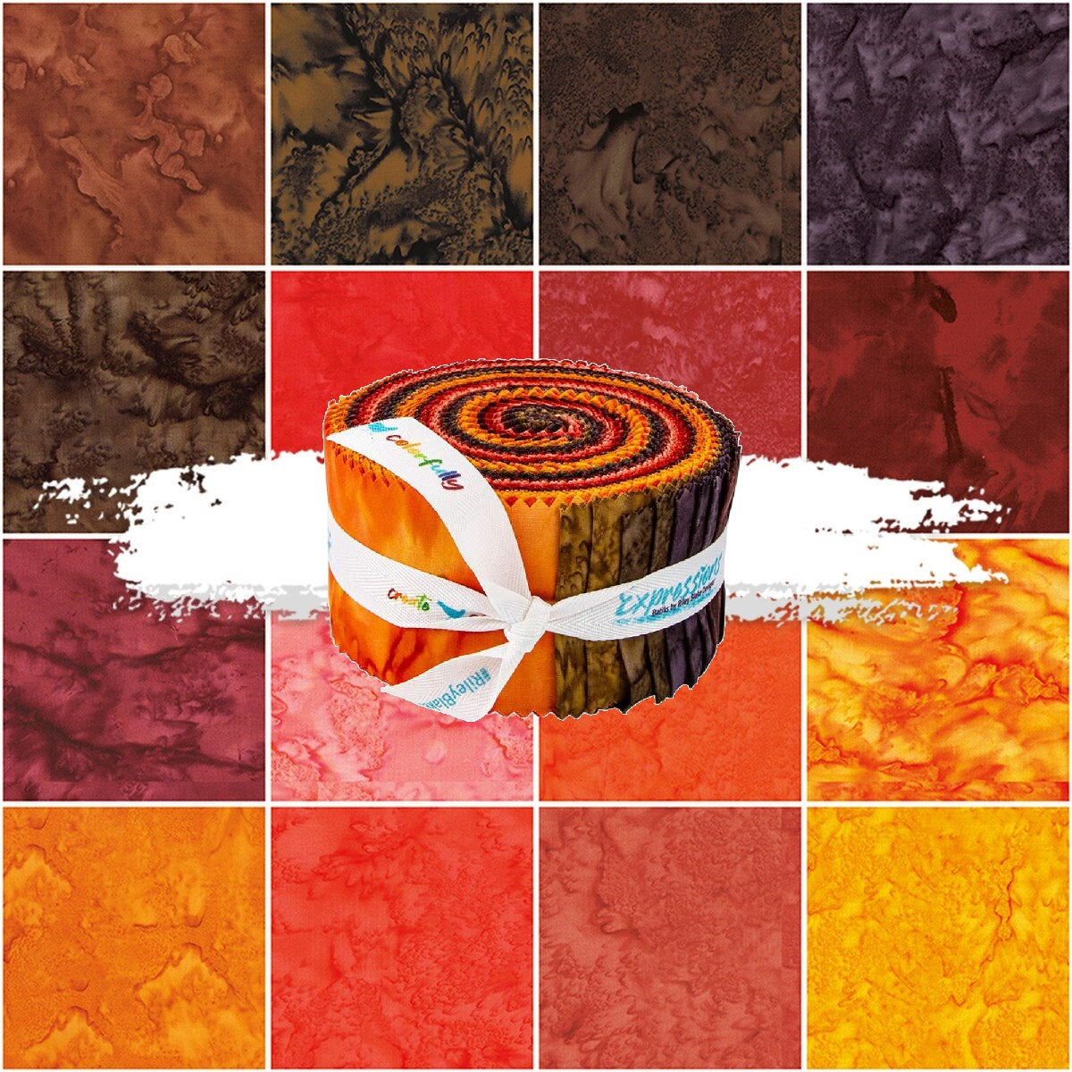 Riley Blake Expressions Batiks Hand Dyes "Warm Glow" - 40 Strip Rolie Polie