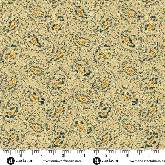 (5 yd) Andover/Makower UK Carolina By Jo Morton A-5314-B Blue Paisley