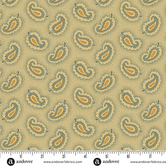 (5 yd) Andover/Makower UK Carolina By Jo Morton A-5314-B Blue Paisley