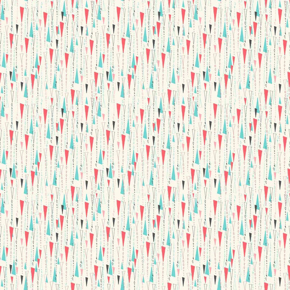 (5 yd) Clothworks Mystical Sunshine Dk Coral 3904-40 Meteors