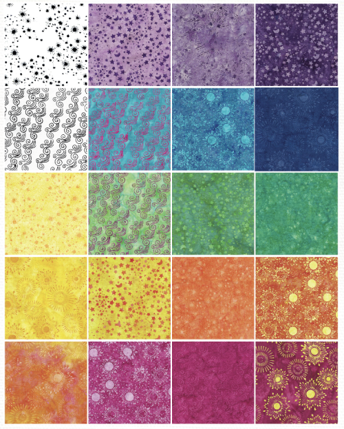 Island Batik - Cosmic - 20 Fabrics, 40 Total Strips