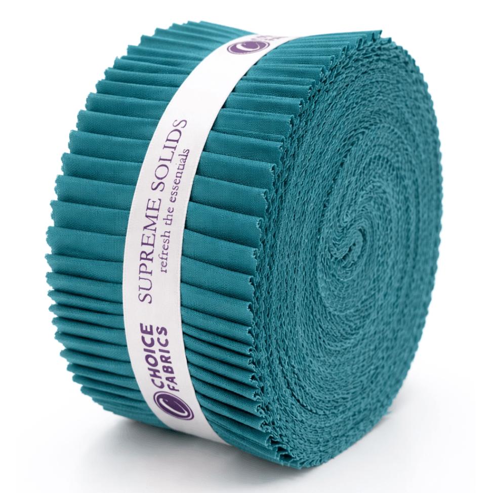 Choice Fabrics Supreme Solids Jelly Roll - Teal - 40 Strips