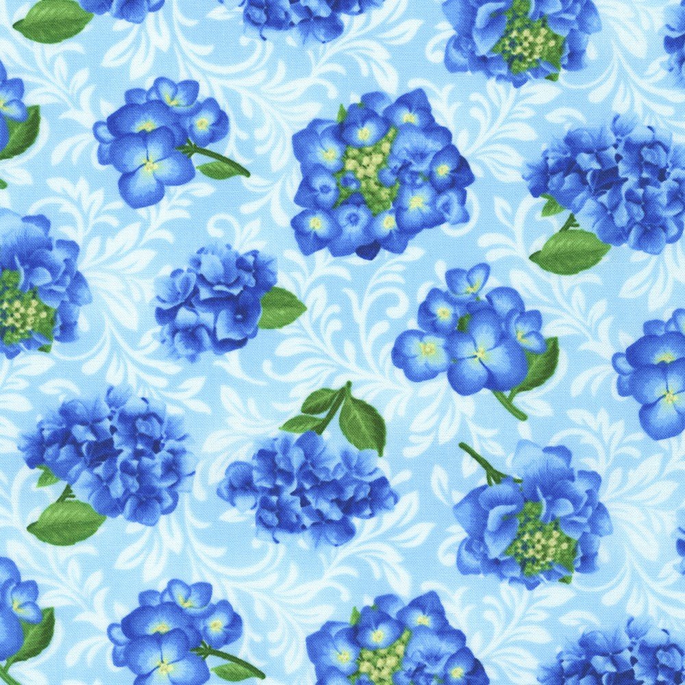 (5 yd) Robert Kaufman Flowerhouse Sara Sky Hydrangeas FLH-21586-63
