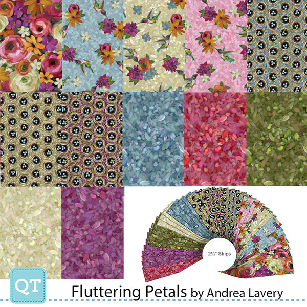 Quilting Treasures QT Fabrics - Fluttering Petals by Andrea Lavery - 40 Strip Jelly Roll