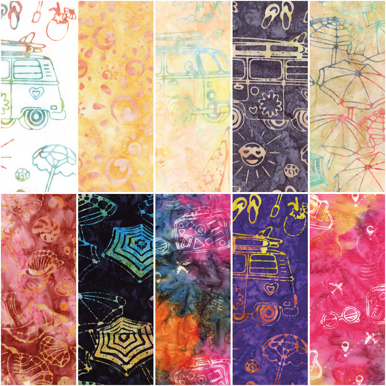 Riley Blake Groovy Town (Places You'll Go) Expressions Batiks - 40 Strip Rolie Polie