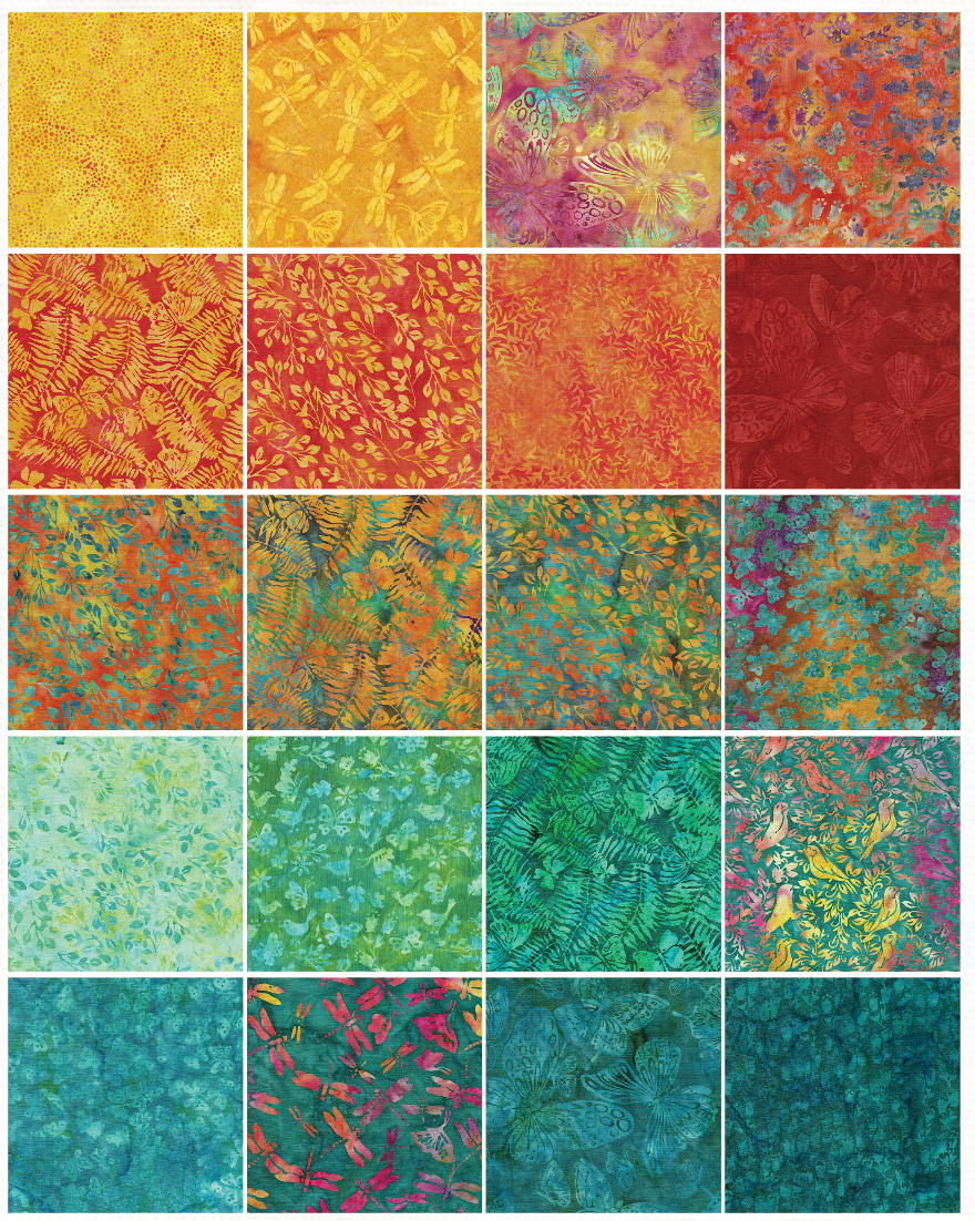 Island Batik - Flutter Wings - 20 Fabrics, 40 Total Strips