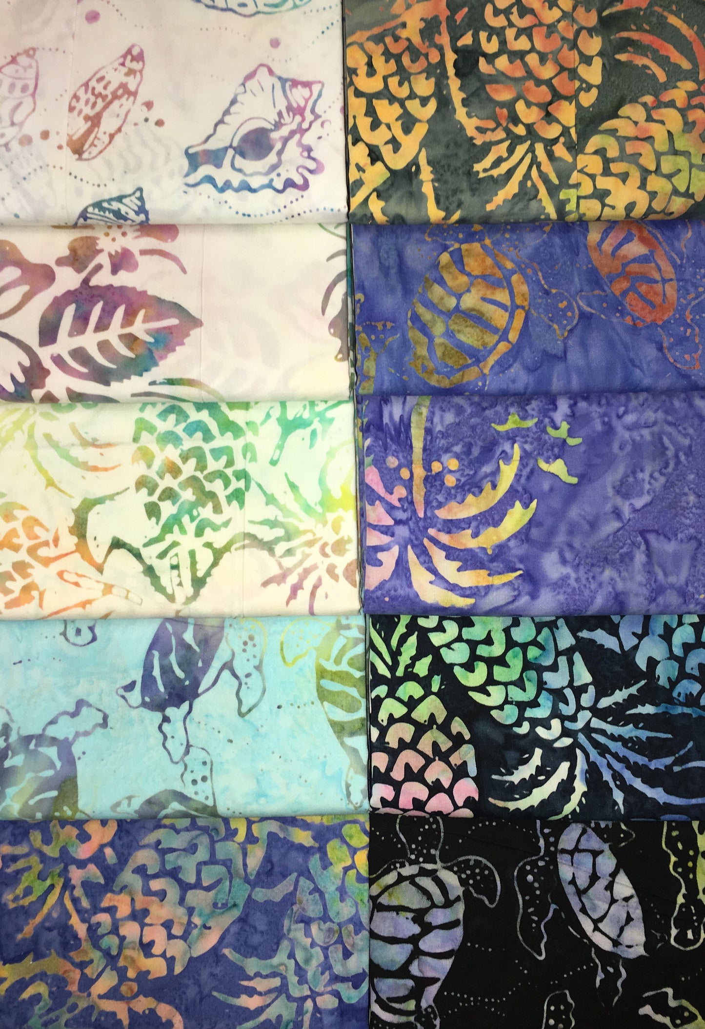 Benartex Bali Batik "Hawaii" Half-yard Bundle - 10 Fabrics, 5 Total Yards