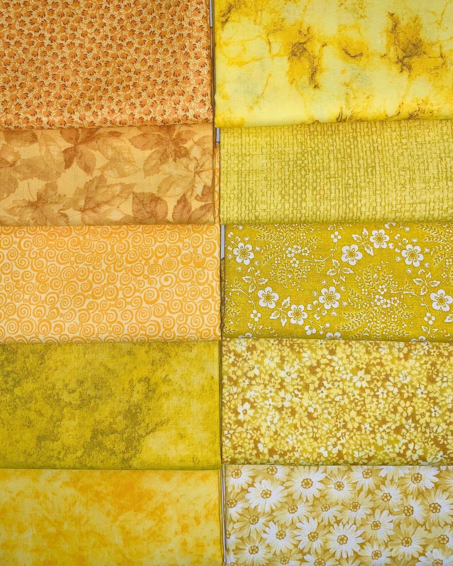 Basic Colors - Sunny Half-yard Bundle - 10 Fabrics, 5 Total Yards