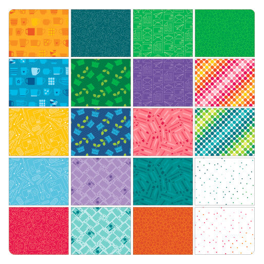 Charm Pack 5x5 Squares - Benartex Happy Notes - 40 5" Squares