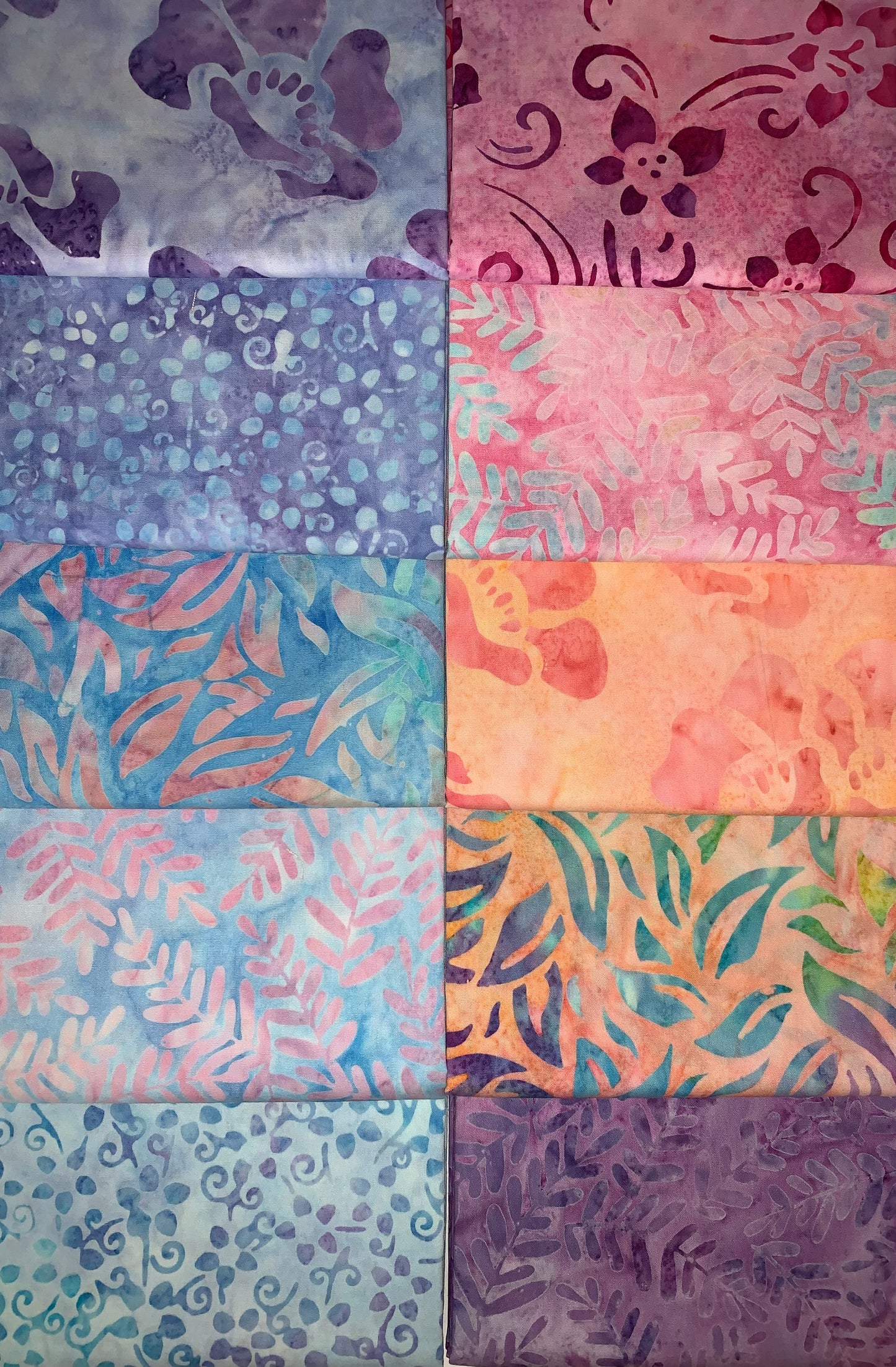 Robert Kaufman Artisan Batik "Wild Garden" Half-yard Bundle - 10 Fabrics, 5 Total Yards