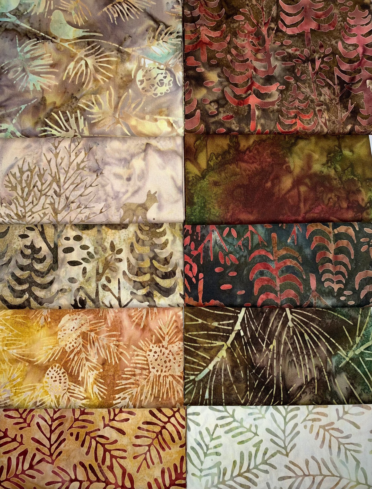Robert Kaufman Artisan Batik Autumn/Forest Trails Half-Yard Bundle (Col. #2) - 10 Fabrics, 5 Total Yards