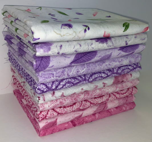 Robert Kaufman "Natural Textures" (Pink/Purple Selections) Half-Yard Bundle - 10 Fabrics, 5 Total Yards