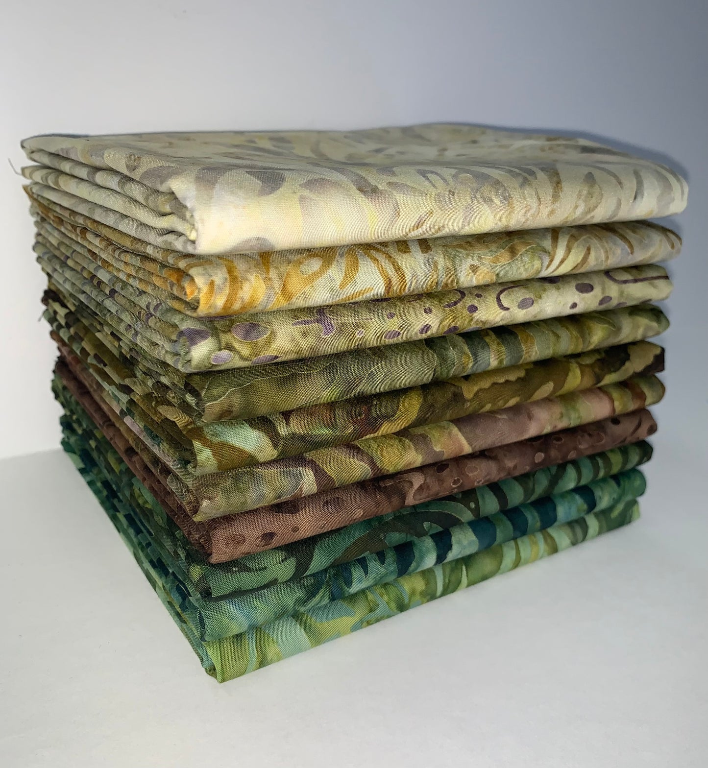 Robert Kaufman Artisan Batik "Marshland" (Warm) Half-yard Bundle - 10 Fabrics, 5 Total Yards