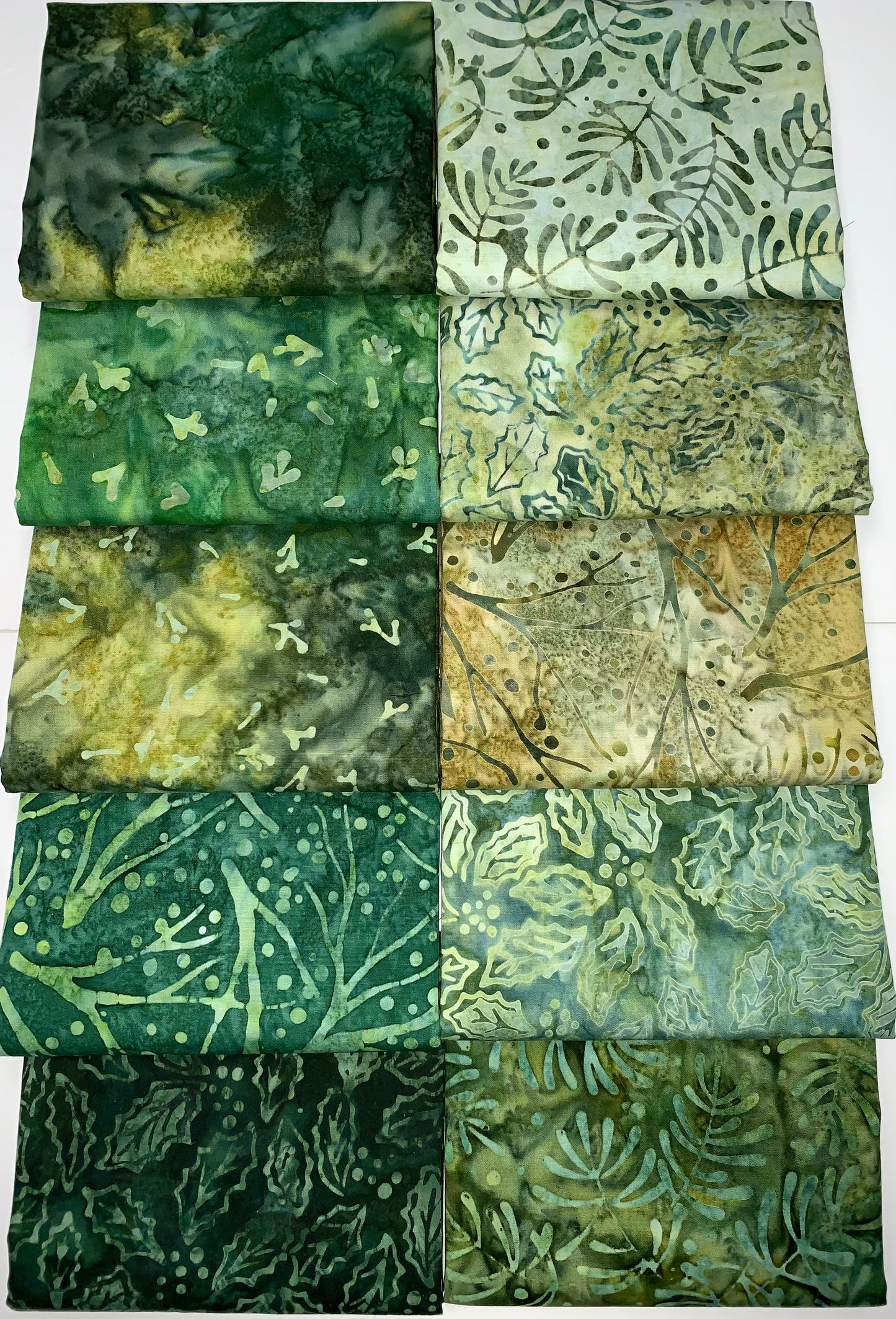 Robert Kaufman Artisan Batik "Wintergreen" Half-yard Bundle - 10 Fabrics, 5 Total Yards