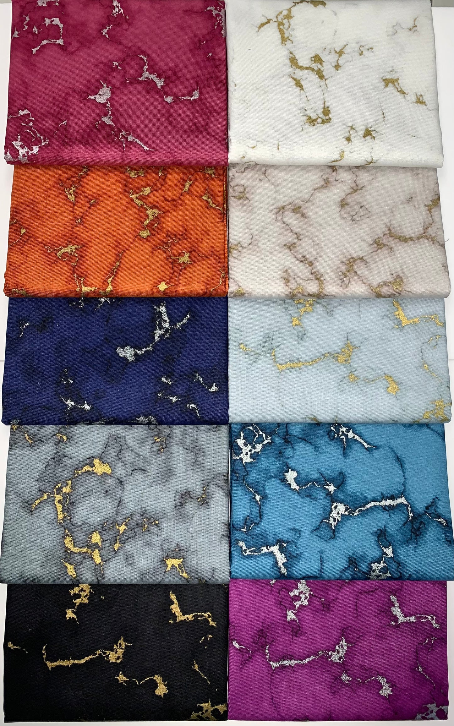 Robert Kaufman "Silverstone" (Marble Colors) Half-Yard Bundle - 10 Fabrics, 5 Total Yards