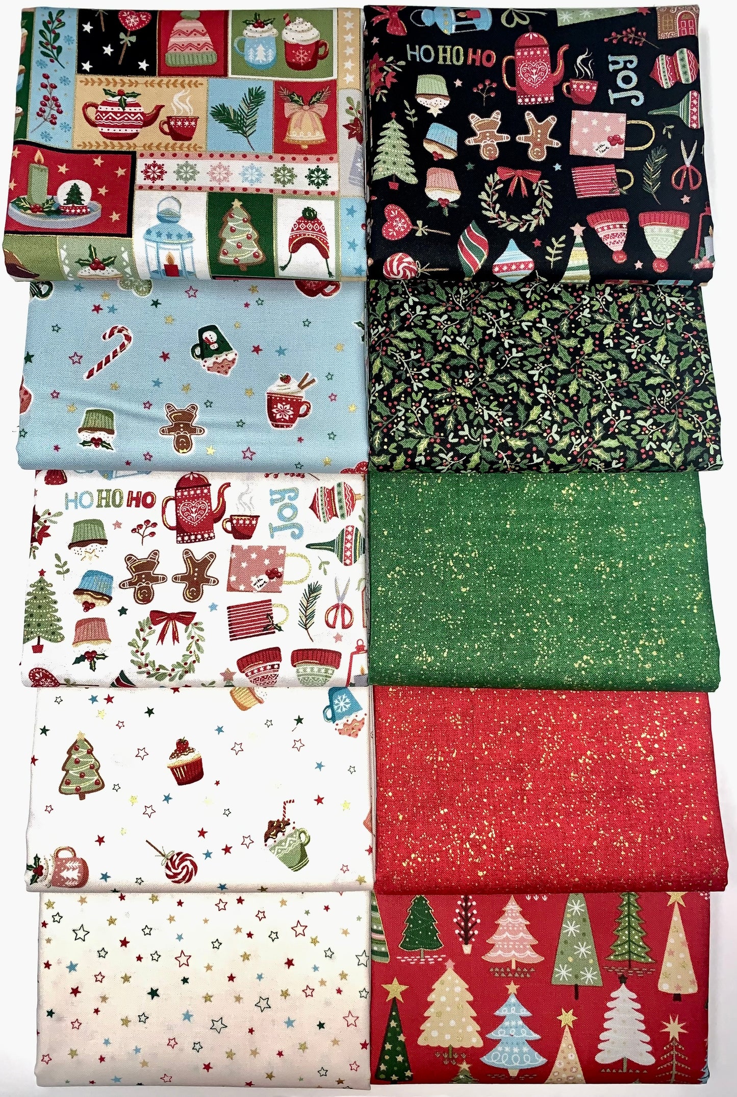 Andover/Makower UK "Cosy Christmas" Half-yard Bundle - 10 Fabrics, 5 Total Yards