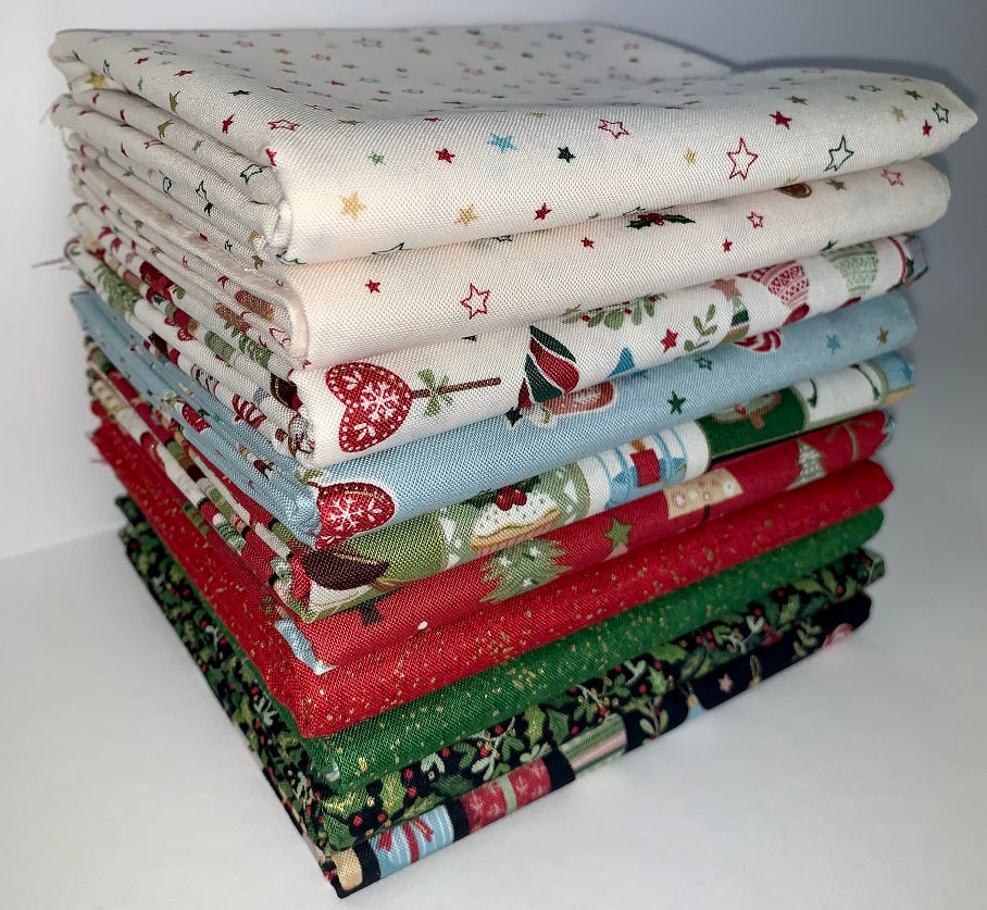 Andover/Makower UK "Cosy Christmas" Half-yard Bundle - 10 Fabrics, 5 Total Yards