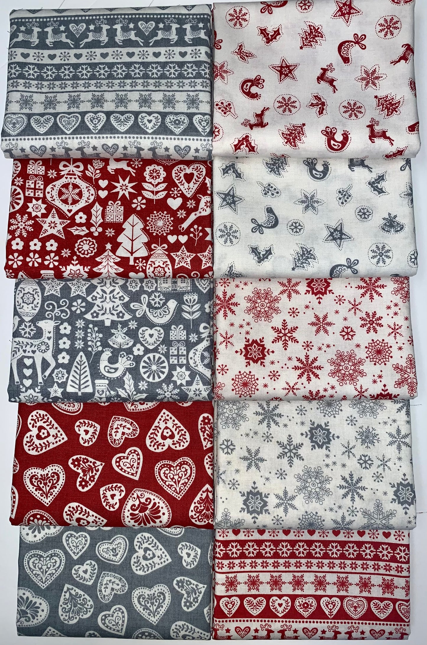 Andover/Makower UK "Scandi Christmas 2023" Half-yard Bundle - 10 Fabrics, 5 Total Yards