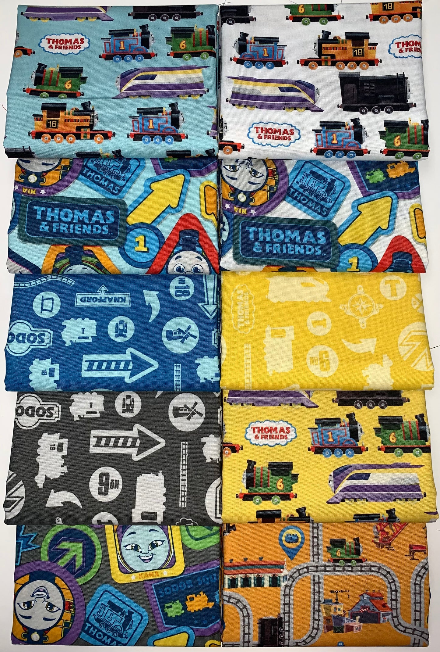 Riley Blake "Thomas & Friends Full Steam Ahead" Half-yard Bundle - 10 Fabrics, 5 Total Yards