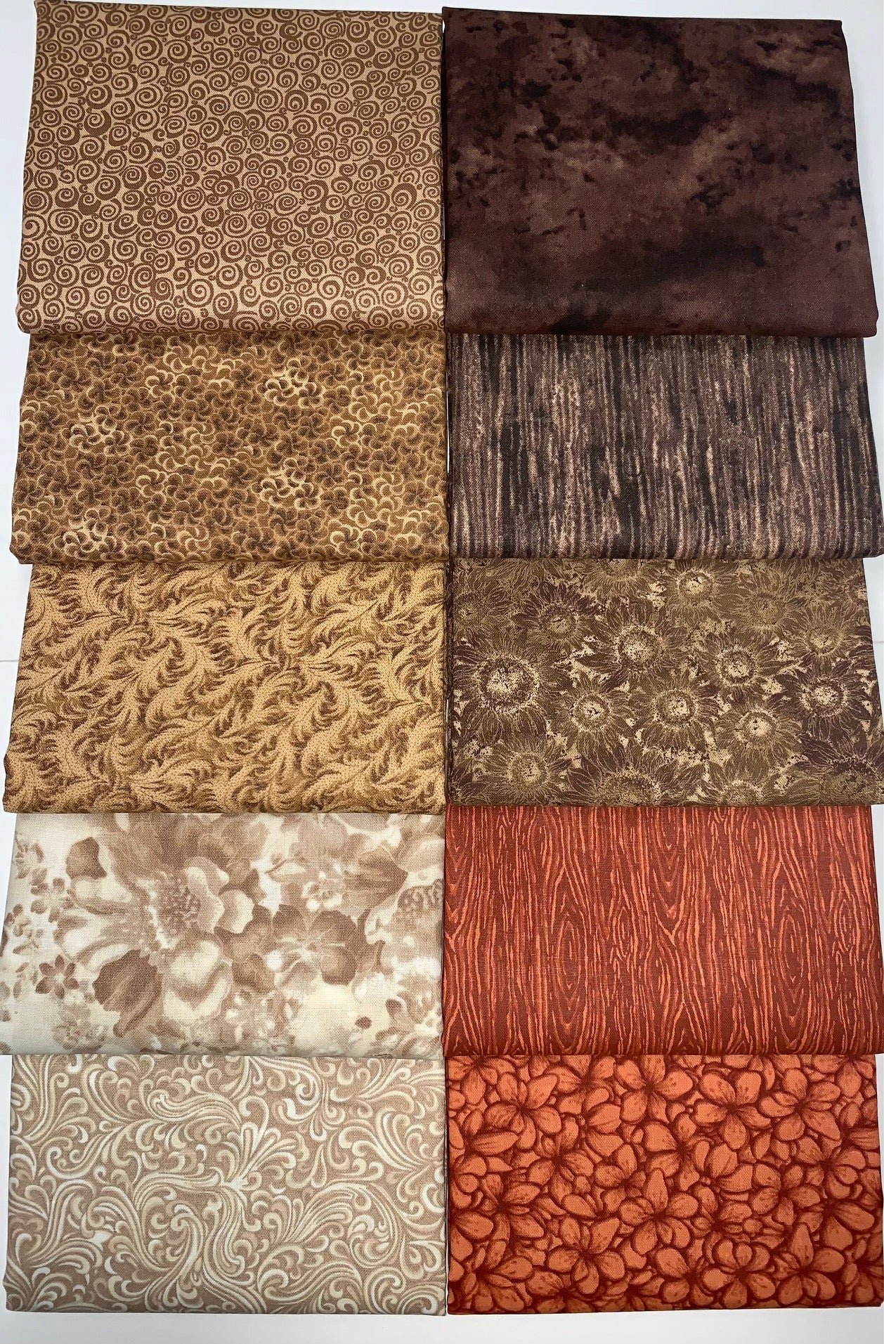 Coffee & Cream Half-yard Bundle - 10 Fabrics, 5 Total Yards