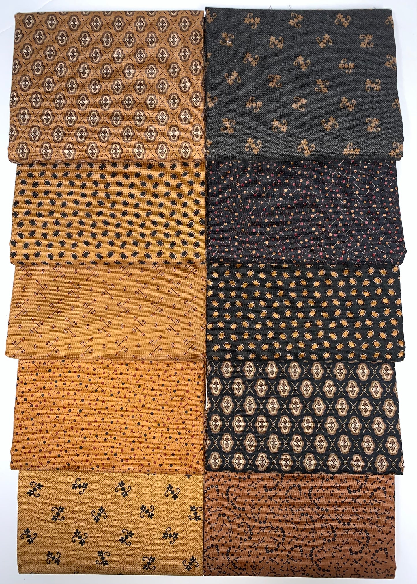 Marcus Fabrics "Butternut & Peppercorn" Half-yard Bundle - 10 Fabrics, 5 Total Yards