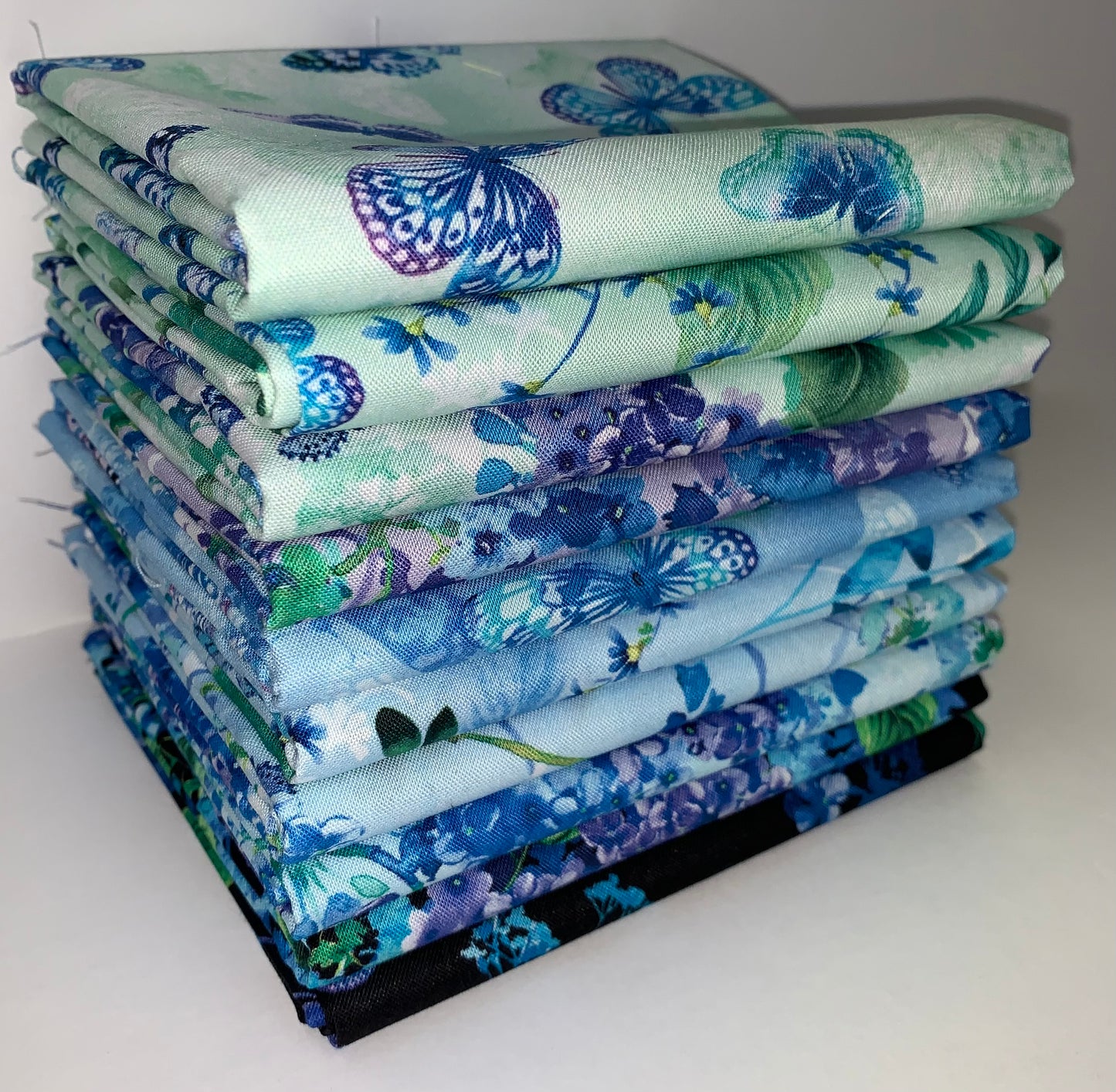 Benartex "Butterfly Bliss" (Butterflies & Hydrangeas) Half-Yard Bundle - 10 Fabrics, 5 Total Yards