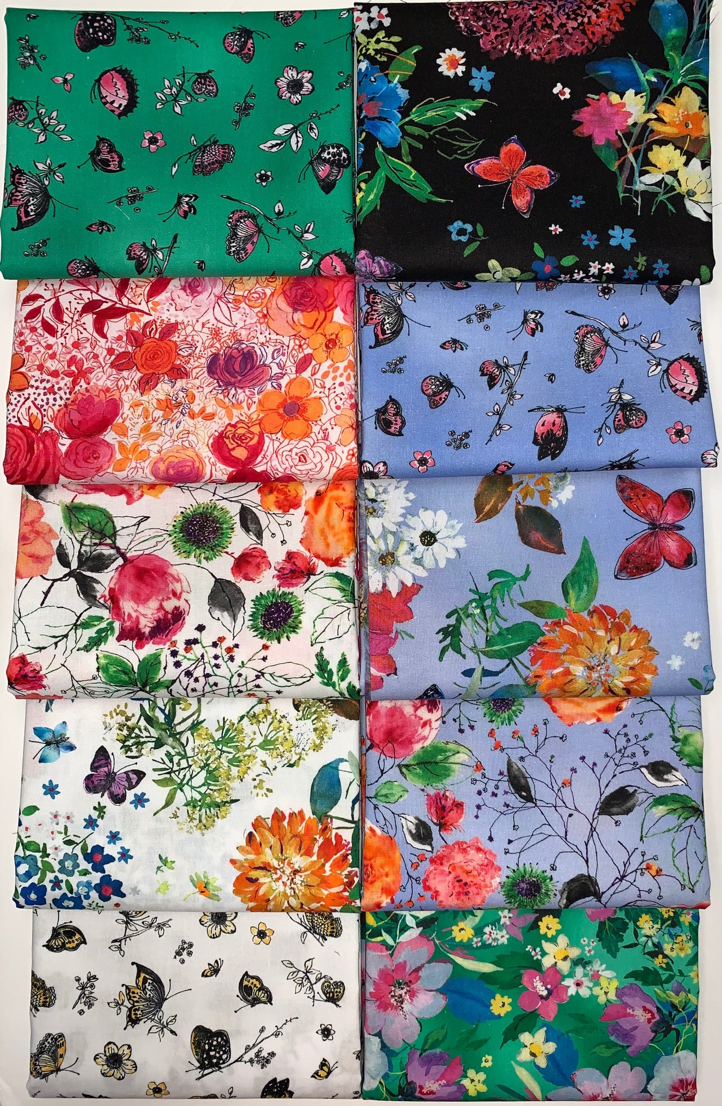 Robert Kaufman "Joyful Meadows" Half-Yard Bundle - 10 Fabrics, 5 Total Yards