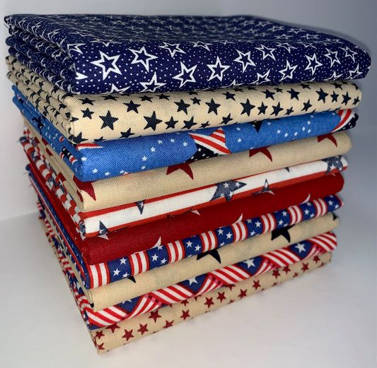 Stars (Patriotic) Half-yard Bundle - 10 Fabrics, 5 Total Yards