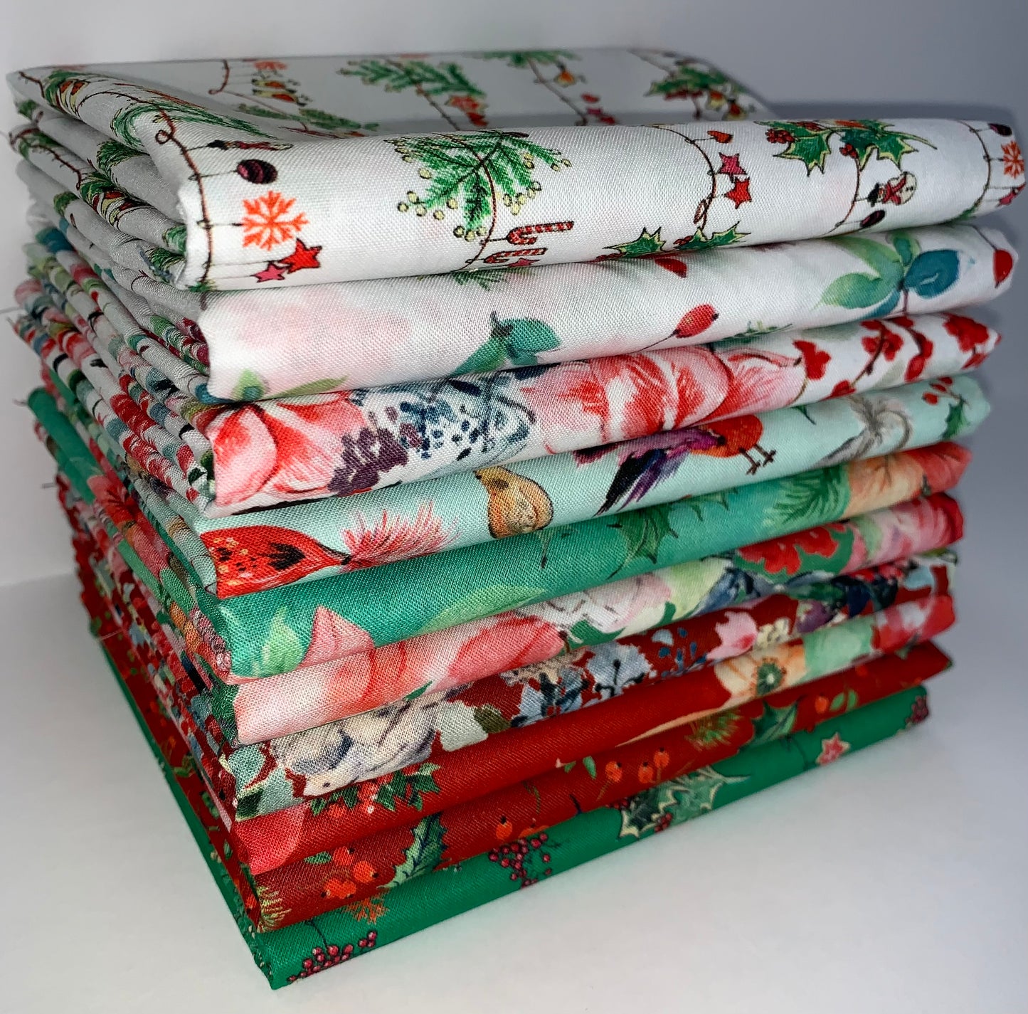Robert Kaufman “Yuletide Bouquet” Half-Yard Bundle - 10 Fabrics, 5 Total Yards