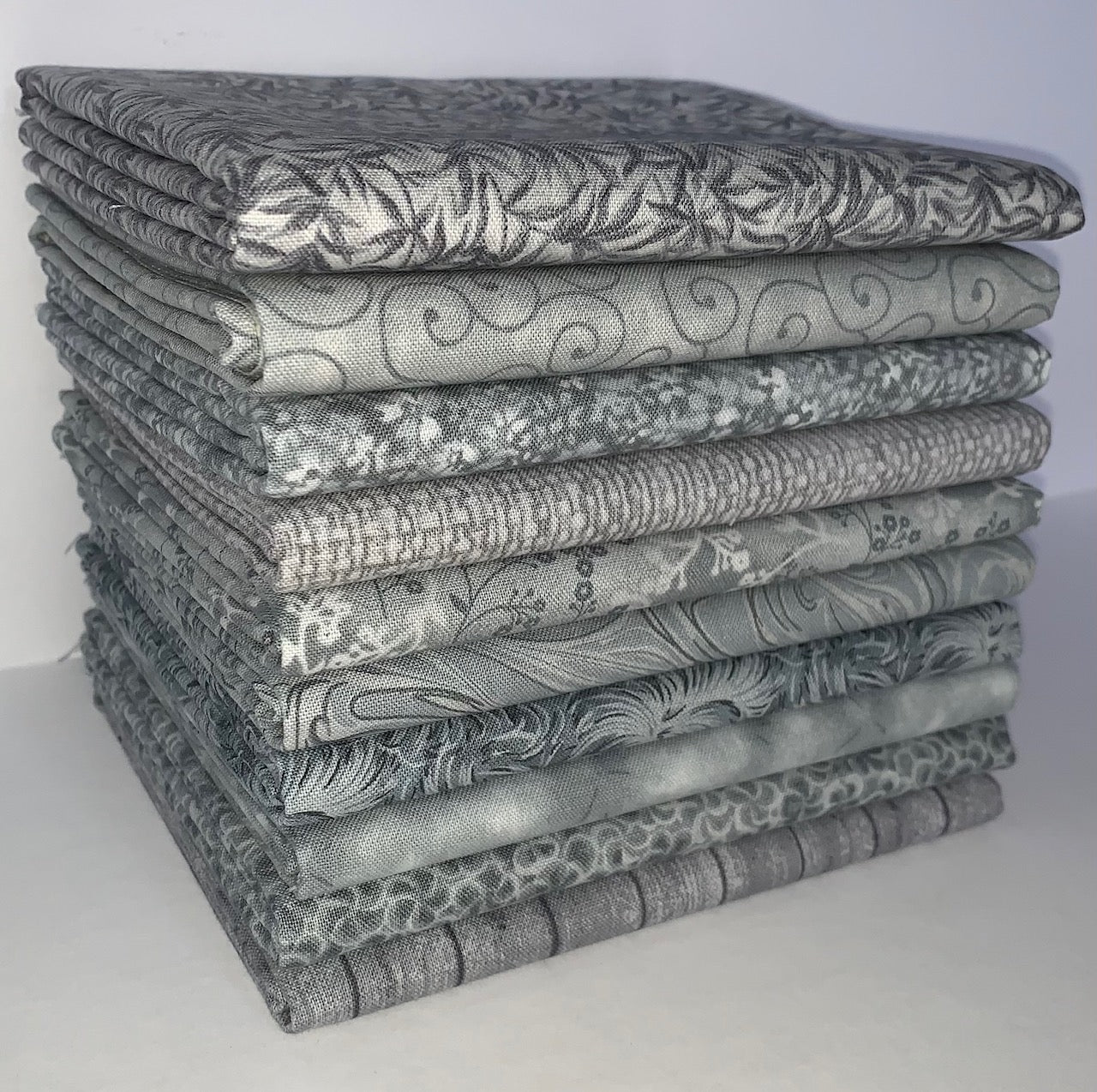 Basic Colors - Silver/Grey Half-yard Bundle - 10 Fabrics, 5 Total Yards