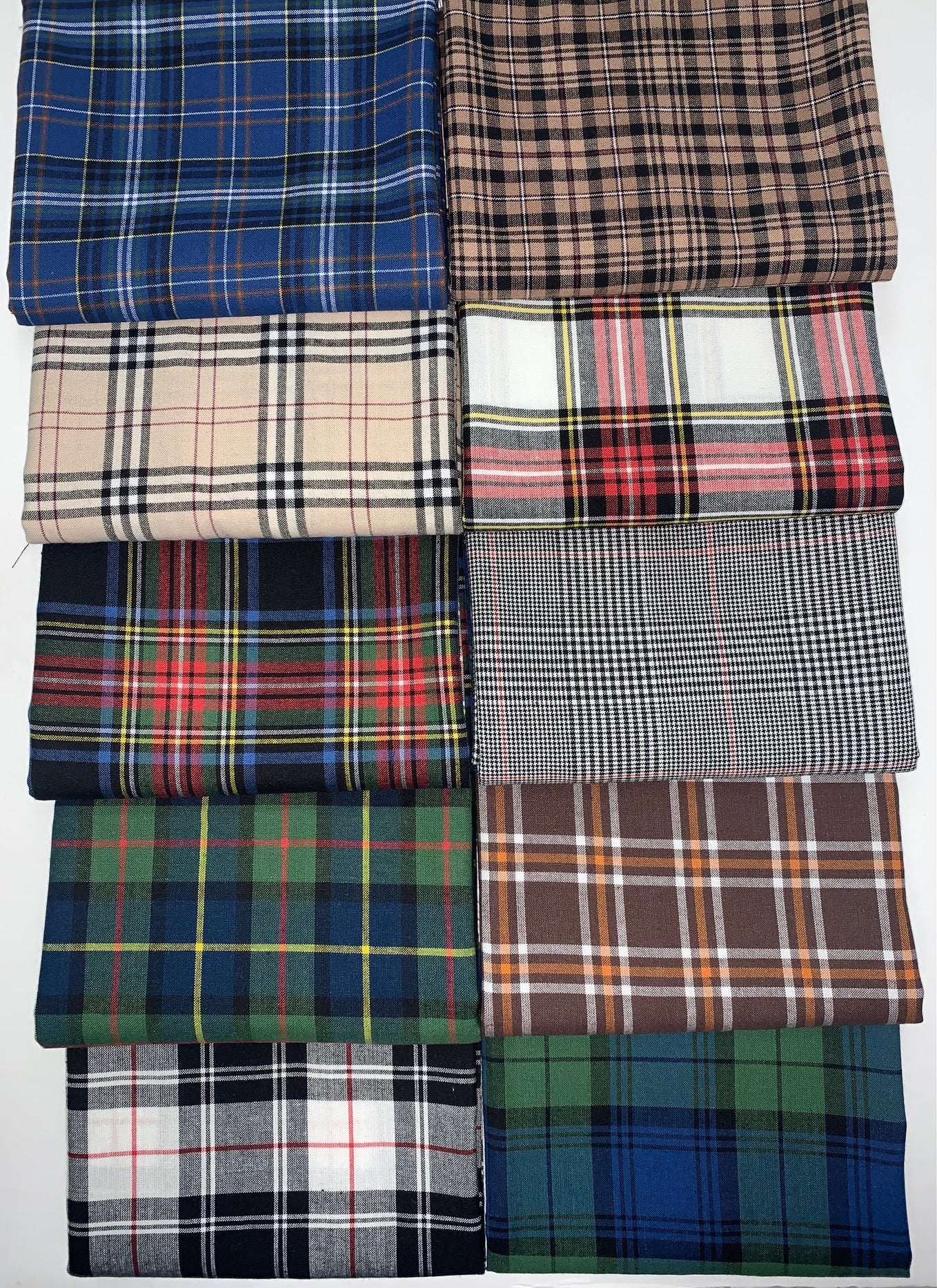 Marcus Fabrics "Yarn Dyes - Classic Plaids: Outland Tartans" (Col. 2) Half-yard Bundle - 10 Fabrics, 5 Total Yards
