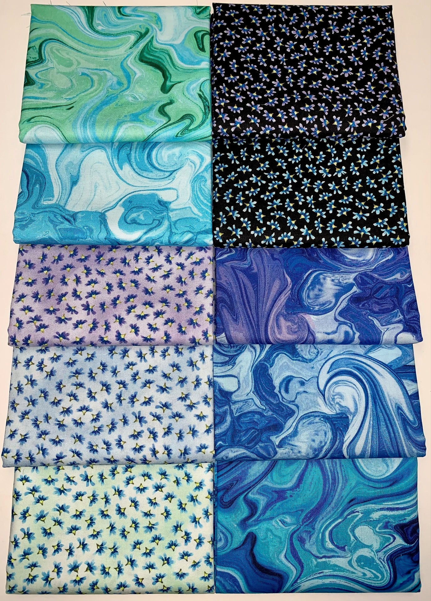 Benartex "Butterfly Bliss" (Buds & Sea Glass) Half-Yard Bundle - 10 Fabrics, 5 Total Yards
