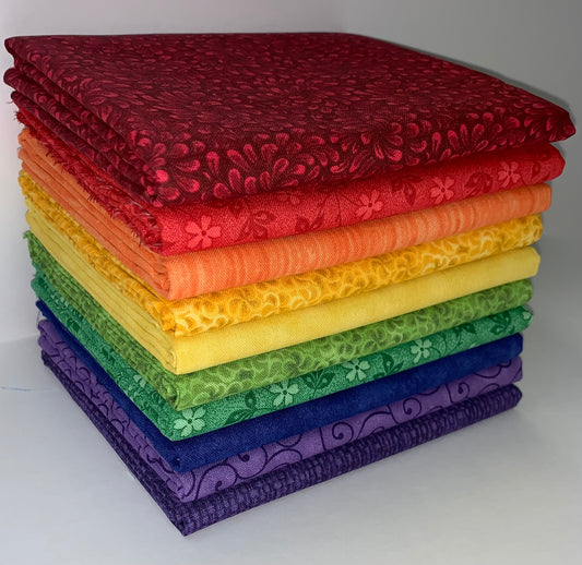 Bright Rainbow Half-yard Bundle - 10 Fabrics, 5 Total Yards
