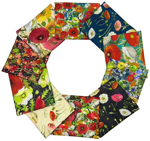Clothworks "Poppy Dreams" Half-yard Bundle - 10 Fabrics, 5 Total Yards