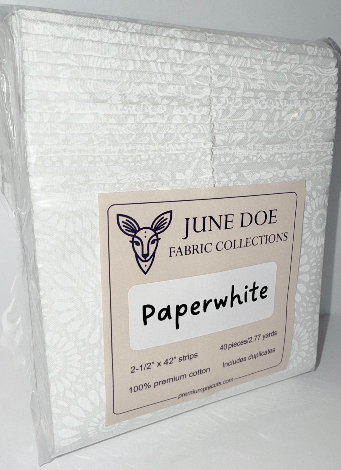 June Doe Fabric Collections - Paperwhite (White Tone) - 40-Strip Pack