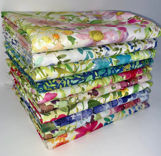 Clothworks "My Happy Place" (Sue Zipkin) Half-yard Bundle - 10 Fabrics, 5 Total Yards